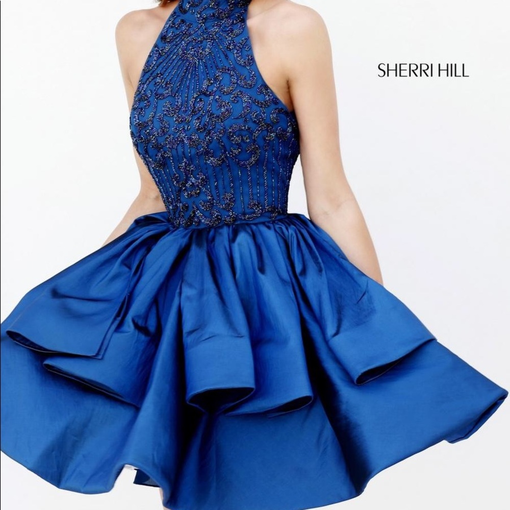 Sherri Hill Style 32338 Short Dress - Navy Size 10